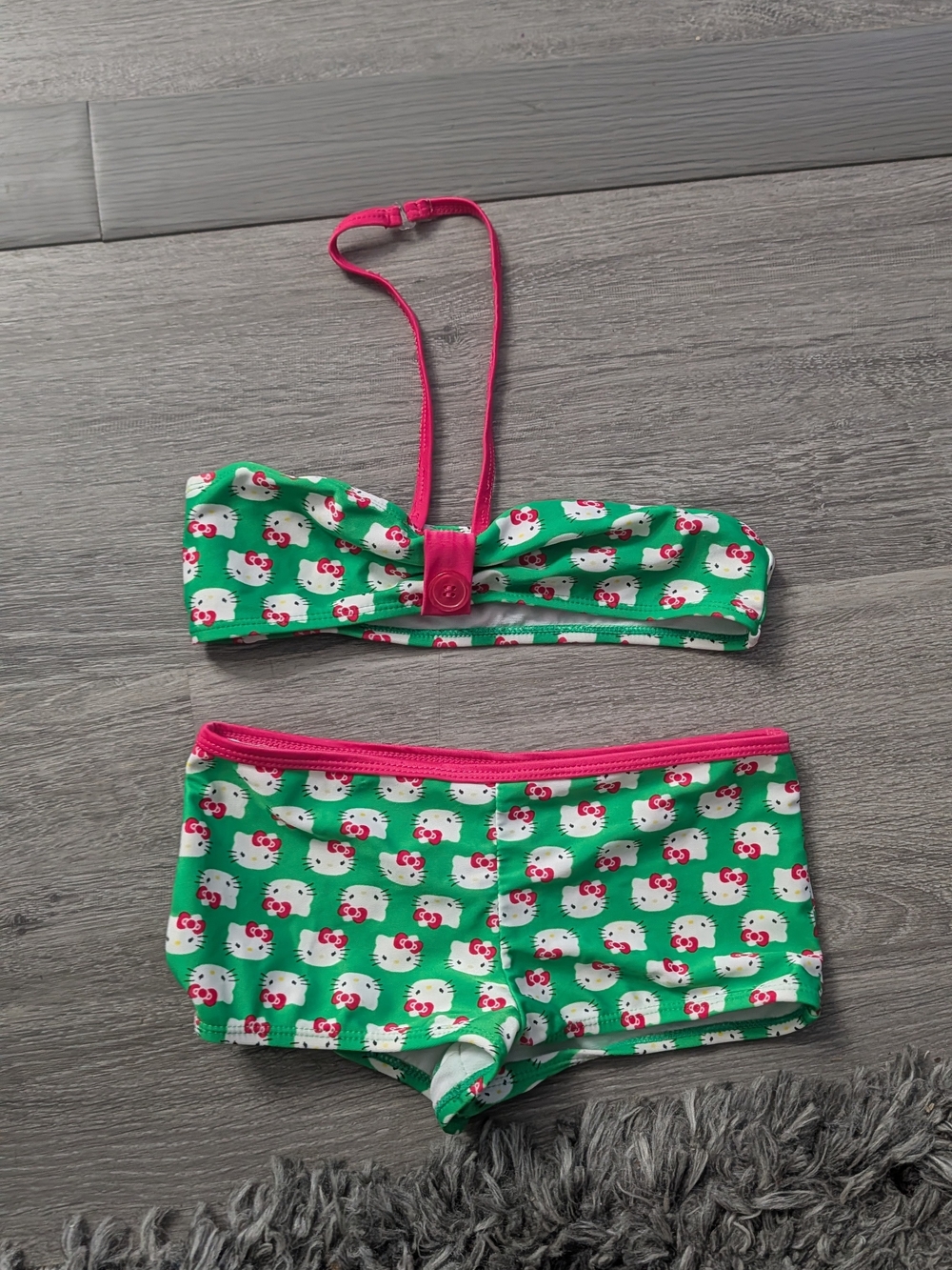 Hello Kitty Green & Pink Girls Bikini Set